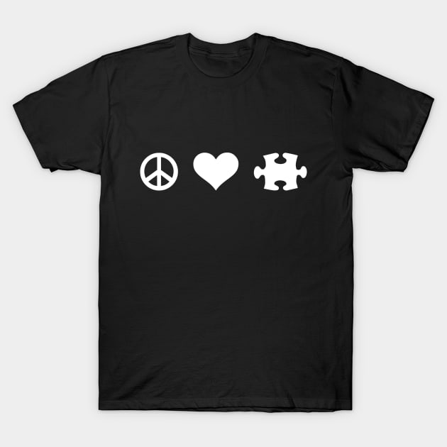 Peace love jigsaw puzzle T-Shirt by Designzz